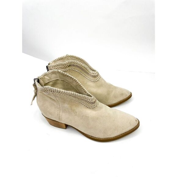 Not‎ Rated Tan Boho V Cut Front Embroidered Suede Booties Size - Picture 2 of 10